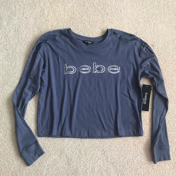 SOLD - Bebe Long Sleeve Smoke Blue Top - NWT - Picture 7 of 14